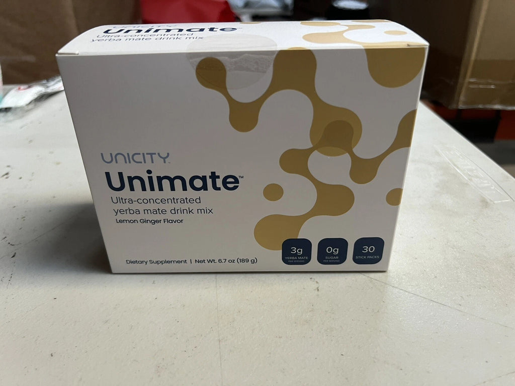 Unicity Unimate Yerba Mate Drink Mix Lemon Ginger – 30 Stick Packs | Energy & Focus Support | Sugar-Free