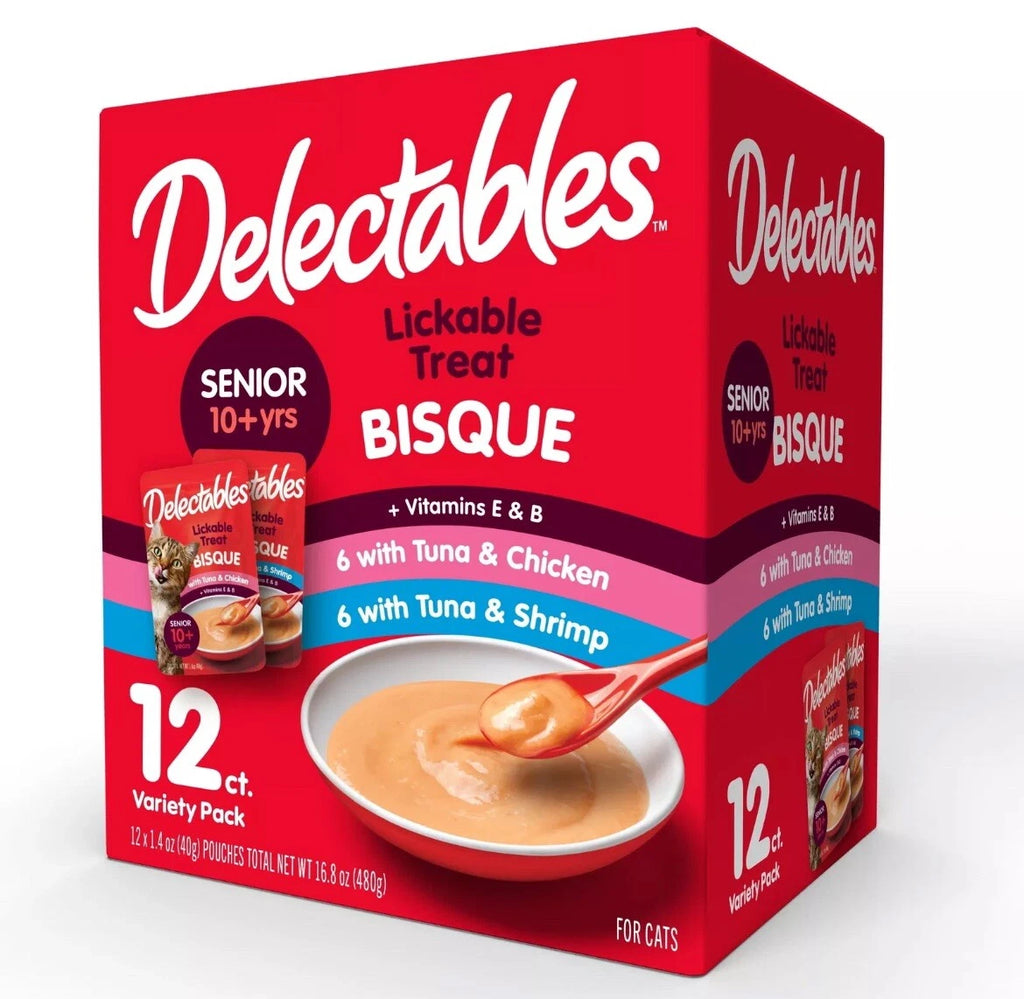 Hartz Delectables Bisque Senior 10+ Lickable Wet Cat Treats Variety Pack 12 Pack