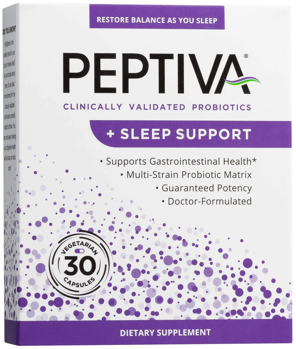 Peptiva Sleep Support Probiotic Supplement – Clinically Validated Formula, 30 Capsules, Digestive & Sleep Aid