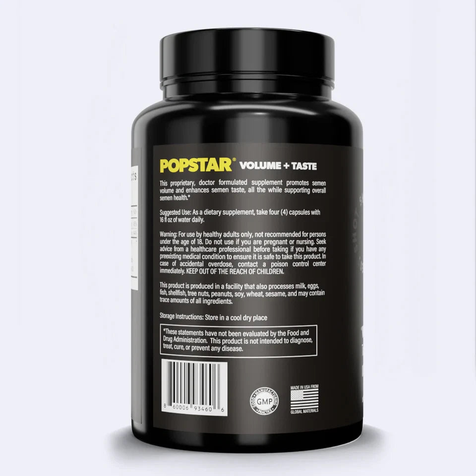 POPSTAR Volume + Taste Enhancer Capsules | Male Wellness Supplement | 120 Vegan Capsules