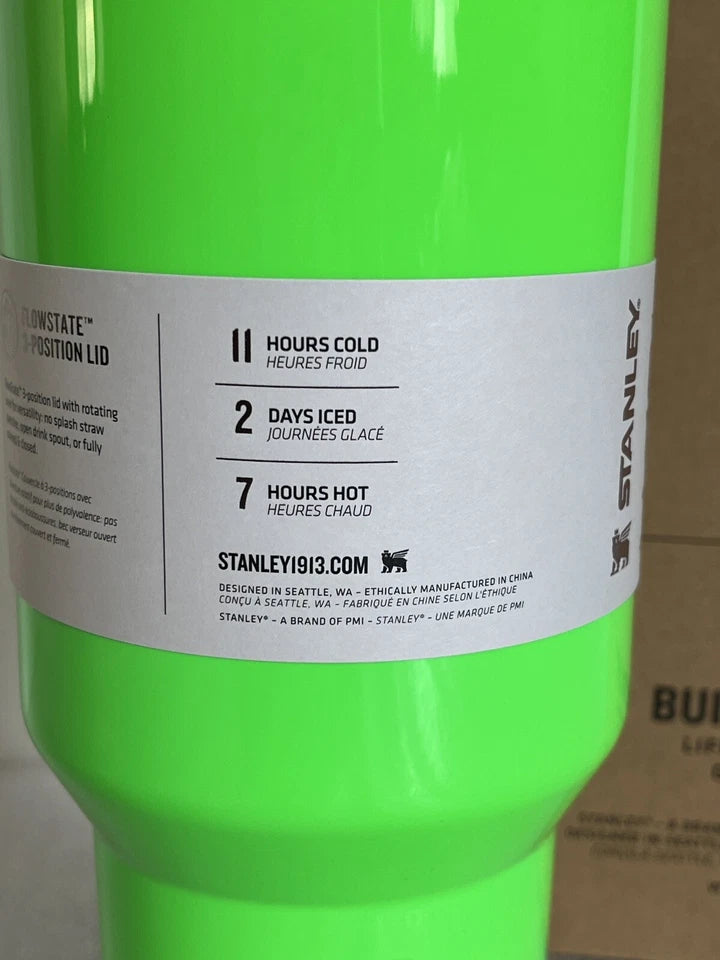 Stanley Tumbler 40oz Quencher Flowstate H2.0 NEON GREEN NEW IN BOX