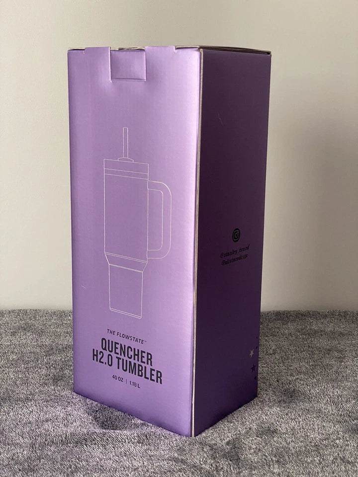 Stanley Quencher H2.0 FlowState Tumbler 40oz Purple Star Edition | Insulated Travel Mug with Handle & Straw