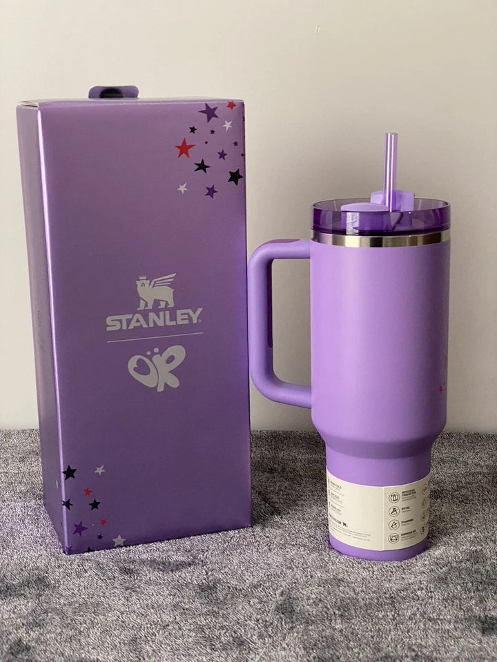 Stanley Quencher H2.0 FlowState Tumbler 40oz Purple Star Edition | Insulated Travel Mug with Handle & Straw